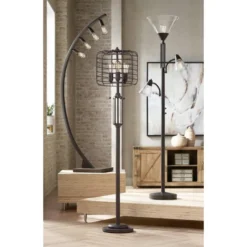 Franklin Iron Works Warwick Industrial Torchiere Floor Lamp With Side Lights 71 1/2" Tall Tiger Bronze LED Clear Seedy Glass For Living Room Reading 14 Franklin Iron Works Warwick Industrial Torchiere Floor Lamp With Side Lights 71 1/2" Tall Tiger Bronze LED Clear Seedy Glass For Living Room Reading -Home Decor Shop GUEST 023745ec 43a4 41a8 8b0c dd8b58eadc03