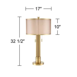 Possini Euro Design Granview Modern Table Lamp 32 1/2" Tall Brass Column Taupe Organza Outer Off White Linen Inner Drum Shade For Bedroom Living Room 14 Possini Euro Design Granview Modern Table Lamp 32 1/2" Tall Brass Column Taupe Organza Outer Off White Linen Inner Drum Shade For Bedroom Living Room -Home Decor Shop GUEST 04c72a7f 13a7 48df a539 a4e1a28cd6d9