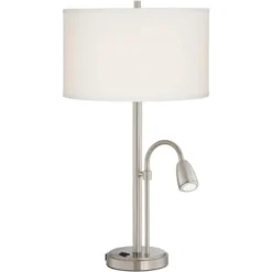 Possini Euro Design Traverse Modern Table Lamps Set Of 2 29 1/2" Tall Brushed Nickel With USB Charging Port LED Gooseneck White Drum Shade For Desk 12 Possini Euro Design Traverse Modern Table Lamps Set Of 2 29 1/2" Tall Brushed Nickel With USB Charging Port LED Gooseneck White Drum Shade For Desk -Home Decor Shop GUEST 0ae46b85 fec0 4b22 8a4e 8d4b8c8aa4fd