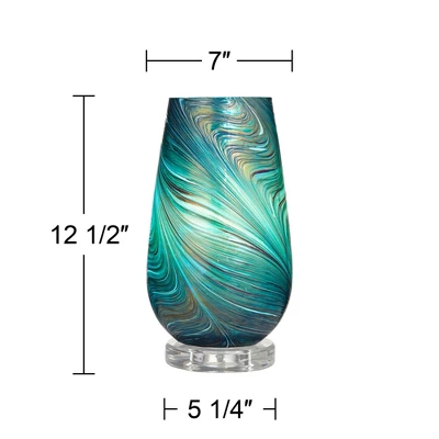 360 Lighting Carmen Modern Coastal Accent Table Lamps 12 1/2" High Set Of 2 Green Art Glass Shade For Bedroom Bedside Nightstand Office 7 360 Lighting Carmen Modern Coastal Accent Table Lamps 12 1/2" High Set Of 2 Green Art Glass Shade For Bedroom Bedside Nightstand Office - Image 7