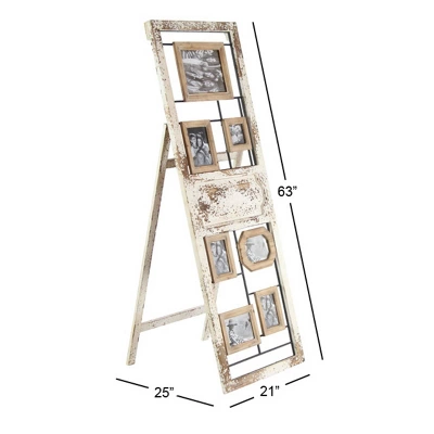 Wood 6 Slot Wall Photo Frame With Floor Stand Brown - Olivia & May 2 Wood 6 Slot Wall Photo Frame With Floor Stand Brown - Olivia & May - Image 2