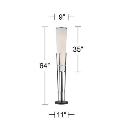 Possini Euro Design Flute Modern Torchiere Floor Lamp 64" Tall Satin Black Brushed Nickel White Linen Shade For Living Room Bedroom Office House Home 7 Possini Euro Design Flute Modern Torchiere Floor Lamp 64" Tall Satin Black Brushed Nickel White Linen Shade For Living Room Bedroom Office House Home - Image 7