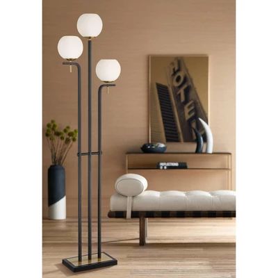 Possini Euro Design Acadia Modern Floor Lamp 71" Tall Black Warm Gold Metal 3 Light Frosted White Glass Globe Shade For Living Room Bedroom Office 1 Possini Euro Design Acadia Modern Floor Lamp 71" Tall Black Warm Gold Metal 3 Light Frosted White Glass Globe Shade For Living Room Bedroom Office