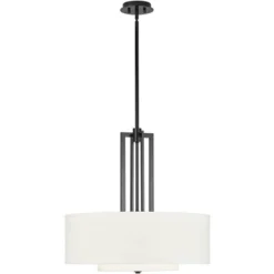 Possini Euro Design Sundry Semi Gloss Black Drum Pendant Chandelier 24" Wide Modern Double Shade 4-Light Fixture For Dining Room Foyer Kitchen Island -Home Decor Shop GUEST 27e81486 f3db 4192 b64a d18fef770ca4