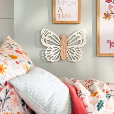 Butterfly Wood Lit Kids' Wall Decor Cream - Pillowfort™ 1 Butterfly Wood Lit Kids' Wall Decor Cream - Pillowfort™