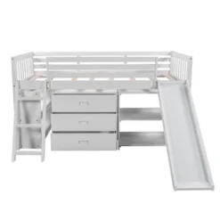 Low Twin Loft Bed With Bookcase, Separate Three Drawers, Pulling Ladder And Slide - ModernLuxe -Home Decor Shop GUEST 33a23b43 d95a 447f a4e1 2802bfcd6ae3