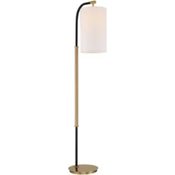 Possini Euro Design Sausalito Mid Century Modern Downbridge Floor Lamp 67" Tall Warm Gold Black Metal Linen Cylinder Shade For Living Room Reading -Home Decor Shop GUEST 3bf9f407 266b 44e5 967a ea8d12b8c2cd
