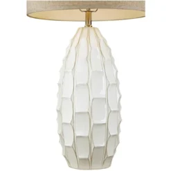 Possini Euro Design Cosgrove Modern Mid Century Table Lamp 32 3/4" Tall White Glazed Ceramic Beige Fabric Drum Shade For Bedroom Living Room Bedside 12 Possini Euro Design Cosgrove Modern Mid Century Table Lamp 32 3/4" Tall White Glazed Ceramic Beige Fabric Drum Shade For Bedroom Living Room Bedside -Home Decor Shop GUEST 4071ce30 3ef3 4f98 9390 6f7c7f7a79d4