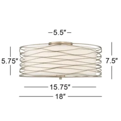 Possini Euro Design Modern Ceiling Light Flush Mount Fixture Antique Silver Leaf 18" Wide Wavy Spun White Drum For Bedroom Kitchen -Home Decor Shop GUEST 4112a4ed 7d59 4dbe 993c c95c22d4de5b