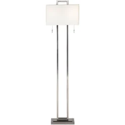 Possini Euro Design Modern Floor Lamp 62" Tall Brushed Nickel Openwork Rectangular Profile Off White Fabric Shade For Living Room Reading -Home Decor Shop GUEST 44b8c0b5 0e1f 42be 886a 573dd5aac21a