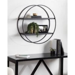 24" Diameter Sequoia Wood And Metal Round Wall Shelf - Kate & Laurel All Things Decor -Home Decor Shop GUEST 45b6cefb c872 460e bff4 95feb96d08c2