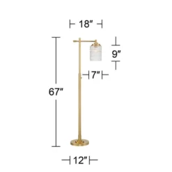 Possini Euro Design Kinsey Modern Downbridge Floor Lamp 67" Tall Warm Brass Metal Stone Pattern Glass Shade For Living Room Reading Bedroom Office -Home Decor Shop GUEST 461da0e8 8e4f 4dd3 83f5 893c649dceab