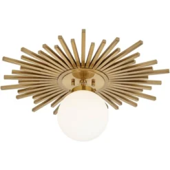 Possini Euro Design Hazel Modern Ceiling Light Semi Flush Mount Fixture 24" Wide Warm Brass White Globe Shade For Bedroom Kitchen Living Room Hallway 11 Possini Euro Design Hazel Modern Ceiling Light Semi Flush Mount Fixture 24" Wide Warm Brass White Globe Shade For Bedroom Kitchen Living Room Hallway -Home Decor Shop GUEST 48188eba 2f68 4f86 9f8a a54dd55ba25f
