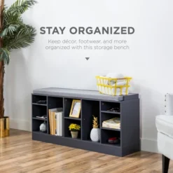 Best Choice Products 46in Shoe Storage Organization Rack Bench For Entryway, Bedroom W/ Padded Seat, 10 Cubbies - Gray 10 Best Choice Products 46in Shoe Storage Organization Rack Bench For Entryway, Bedroom W/ Padded Seat, 10 Cubbies - Gray -Home Decor Shop GUEST 484e3711 30cd 4de4 9bfb 7876d4619ade
