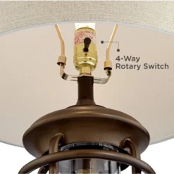 Franklin Iron Works Andreas Industrial Table Lamp 26" High Brown Metal With Nightlight LED And USB Charging Port Oatmeal Shade For Living Room Desk -Home Decor Shop GUEST 48784dc5 bb0b 4357 a102 7b377aac726c