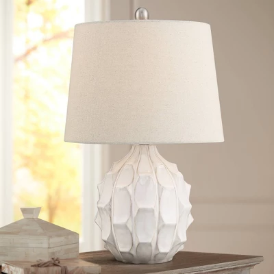 360 Lighting Ellen 21" High Sculptured Small Mid Century Modern Coastal Accent Table Lamp White Ceramic Single Living Room Bedroom Bedside Nightstand 1 360 Lighting Ellen 21" High Sculptured Small Mid Century Modern Coastal Accent Table Lamp White Ceramic Single Living Room Bedroom Bedside Nightstand