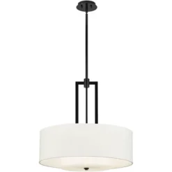 Possini Euro Design Sundry Semi Gloss Black Drum Pendant Chandelier 24" Wide Modern Double Shade 4-Light Fixture For Dining Room Foyer Kitchen Island -Home Decor Shop GUEST 520f41d9 c7a3 40e6 890a 652e0a63a17f