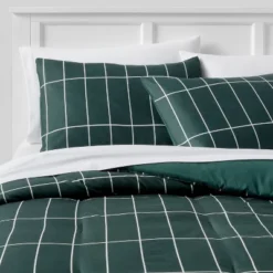 Grid Print Microfiber Reversible Comforter & Sheet Set Dark Green - Room Essentials™ -Home Decor Shop GUEST 52658d90 442c 4f77 95f8 b9cc7e5b7e67