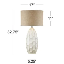 Possini Euro Design Cosgrove Modern Mid Century Table Lamp 32 3/4" Tall White Glazed Ceramic Beige Fabric Drum Shade For Bedroom Living Room Bedside 11 Possini Euro Design Cosgrove Modern Mid Century Table Lamp 32 3/4" Tall White Glazed Ceramic Beige Fabric Drum Shade For Bedroom Living Room Bedside -Home Decor Shop GUEST 53bf3a95 df5f 48d6 9796 6dc6eda7d7ac