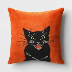 Fierce Cat Applique Cotton Velvet Square Halloween Throw Pillow - Threshold™ -Home Decor Shop GUEST 5426fcb6 46c0 47d1 b6fc b5526f44bb40