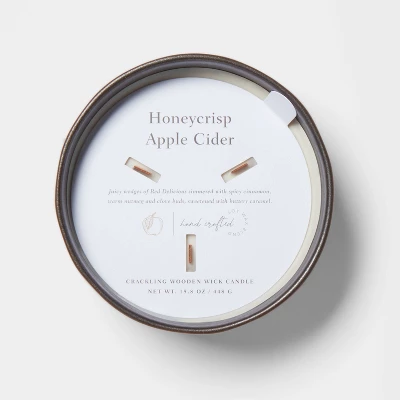 16oz Blackened Bowl Ceramic With Multi Woodwick And Dustcover Honeycrisp Apple Cider Candle Black - Threshold™ 4 16oz Blackened Bowl Ceramic With Multi Woodwick And Dustcover Honeycrisp Apple Cider Candle Black - Threshold™ - Image 4