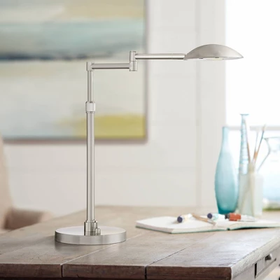 Possini Euro Design Eliptik Modern Desk Table Lamp 24 1/2" High Satin Nickel LED Swing Arm Adjustable Height For Bedroom Living Room Nightstand Office 1 Possini Euro Design Eliptik Modern Desk Table Lamp 24 1/2" High Satin Nickel LED Swing Arm Adjustable Height For Bedroom Living Room Nightstand Office
