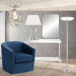 Possini Euro Design Meridian Light Blaster Modern Torchiere Floor Lamp 72" Tall Brushed Nickel LED Frosted Glass Shade For Living Room Bedroom Office -Home Decor Shop GUEST 6bbd5cd5 4418 4021 a48b e76b13d778f4