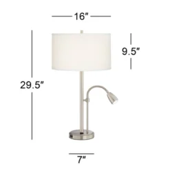 Possini Euro Design Traverse Modern Table Lamps Set Of 2 29 1/2" Tall Brushed Nickel With USB Charging Port LED Gooseneck White Drum Shade For Desk 11 Possini Euro Design Traverse Modern Table Lamps Set Of 2 29 1/2" Tall Brushed Nickel With USB Charging Port LED Gooseneck White Drum Shade For Desk -Home Decor Shop GUEST 6d7b83aa 79f5 4aad 8a9b 164194cb3e7e