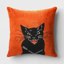 Fierce Cat Applique Cotton Velvet Square Halloween Throw Pillow - Threshold™ -Home Decor Shop GUEST 75d286a9 5b9e 4de0 9d76 c71c6fcc15aa