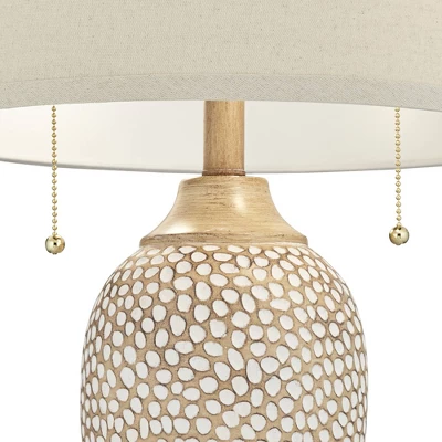 360 Lighting Cody Rustic Farmhouse Table Lamps 24 1/2" High Set Of 2 Beige Textured Pebble Drum Shade For Bedroom Living Room Bedside Nightstand House 4 360 Lighting Cody Rustic Farmhouse Table Lamps 24 1/2" High Set Of 2 Beige Textured Pebble Drum Shade For Bedroom Living Room Bedside Nightstand House - Image 4