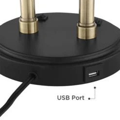 Possini Euro Design Sentry Modern Mid Century Desk Lamp 23" High Black Brass With USB Charging Port LED Adjustable Cone Shade For Bedroom Living Room -Home Decor Shop GUEST 84aa50d5 b673 4b3a b5f2 3168750c699e