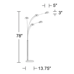 Possini Euro Design Infini Mid Century Modern Arc Floor Lamp 78" Tall Chrome 5 Light Swivel Dome Shades For Living Room Reading Bedroom Office House -Home Decor Shop GUEST 8e1a5ee4 40b4 4393 a59b 99fcb475dfec