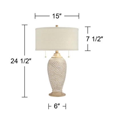 360 Lighting Cody Rustic Farmhouse Table Lamps 24 1/2" High Set Of 2 Beige Textured Pebble Drum Shade For Bedroom Living Room Bedside Nightstand House 7 360 Lighting Cody Rustic Farmhouse Table Lamps 24 1/2" High Set Of 2 Beige Textured Pebble Drum Shade For Bedroom Living Room Bedside Nightstand House - Image 7