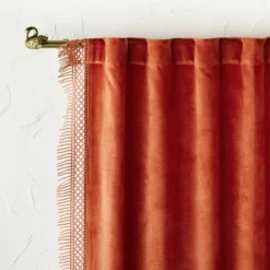 1pc Light Filtering Velvet Macrame Trim Window Curtain Panel Burnt Orange - Opalhouse™ Designed With Jungalow™ -Home Decor Shop GUEST 9bfd56a0 ad5c 4df0 98b1 851ec6623ce3