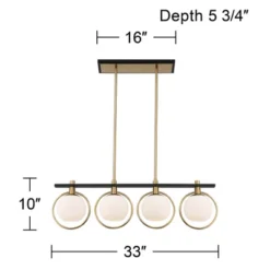 Possini Euro Design Carlyn Brass Black Linear Island Pendant Chandelier 33" Wide Modern White Glass Shade 4-Light LED Fixture For Dining Room Kitchen -Home Decor Shop GUEST 9db9d07e 0dff 4ca8 821a 97332964a524