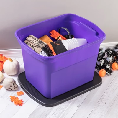 Sterilite 18 Gallon Orange Plastic Storage Container Bin Tote With Black Lid, Halloween 3 Sterilite 18 Gallon Orange Plastic Storage Container Bin Tote With Black Lid, Halloween - Image 3