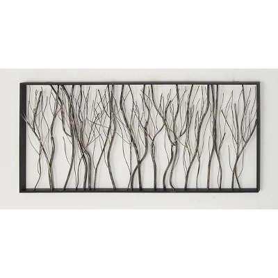 Metal Tree Distressed Dimensional Branch Wall Decor With Black Frame Silver - Olivia & May 3 Metal Tree Distressed Dimensional Branch Wall Decor With Black Frame Silver - Olivia & May - Image 3