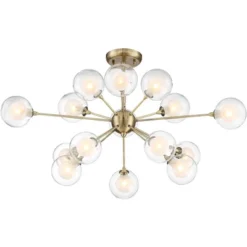 Possini Euro Design Modern Ceiling Light Semi Flush Mount Fixture Sputnik Brass 30 1/2" Wide 15-Light Double Glass Ball Hallway -Home Decor Shop GUEST a3344d35 d1d8 4a60 8f88 777e9a7f591d