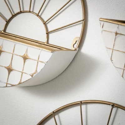 Sullivans Gold Starburst Wall Pocket Set Of 3, 14.75"H, 12.75"H & 10.75"H Gold 1 Sullivans Gold Starburst Wall Pocket Set Of 3, 14.75"H, 12.75"H & 10.75"H Gold