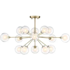 Possini Euro Design Modern Ceiling Light Semi Flush Mount Fixture Sputnik Brass 30 1/2" Wide 15-Light Double Glass Ball Hallway -Home Decor Shop GUEST a5d5d52f e87f 49d6 be3a b66722eec602