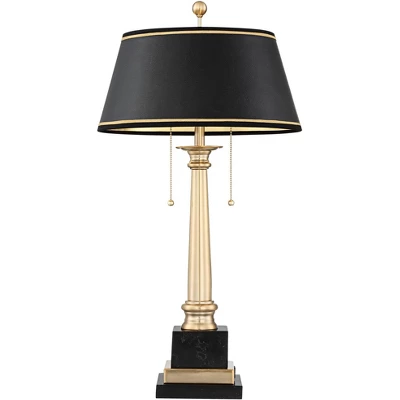 Barnes And Ivy Georgetown Traditional Desk Lamp 28 1/2" Tall Warm Brass With USB Charging Port Black Shade For Bedroom Living Room Bedside Office Kids 7 Barnes And Ivy Georgetown Traditional Desk Lamp 28 1/2" Tall Warm Brass With USB Charging Port Black Shade For Bedroom Living Room Bedside Office Kids - Image 7