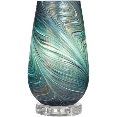 360 Lighting Carmen Modern Coastal Accent Table Lamps 12 1/2" High Set Of 2 Green Art Glass Shade For Bedroom Bedside Nightstand Office 6 360 Lighting Carmen Modern Coastal Accent Table Lamps 12 1/2" High Set Of 2 Green Art Glass Shade For Bedroom Bedside Nightstand Office - Image 6