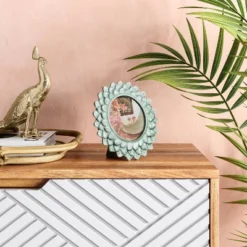 New Release 18 4" X 4" Stoneware Frame With Transparent Crackle Glaze Green - Opalhouseā¢