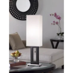 360 Lighting Floating Rectangle Modern Table Lamp 30" Tall Black Metal Open Frame White Fabric Box Shade For Bedroom Living Room Bedside Nightstand 10 360 Lighting Floating Rectangle Modern Table Lamp 30" Tall Black Metal Open Frame White Fabric Box Shade For Bedroom Living Room Bedside Nightstand -Home Decor Shop GUEST cba23614 a153 450b 8727 52b72230fe59