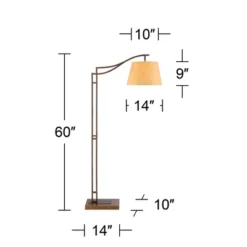 Franklin Iron Works Tahoe Rustic Industrial Downbridge Arc Floor Lamp 60" Tall Bronze Metal Faux Leather Empire Shade For Living Room Reading Bedroom -Home Decor Shop GUEST cdcb0041 14d4 4985 b75a b2028eeb3b00