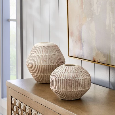 Small Carved Cream Vase - Threshold™ Designed With Studio McGee 1 Small Carved Cream Vase - Threshold™ Designed With Studio McGee