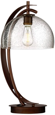Possini Euro Design Modern Desk Lamps Set Of 2 With USB Port 22 1/2" High Bronze LED Clear Seeded Glass Shade For Bedroom Office 7 Possini Euro Design Modern Desk Lamps Set Of 2 With USB Port 22 1/2" High Bronze LED Clear Seeded Glass Shade For Bedroom Office - Image 7