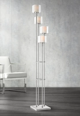 Possini Euro Design Athena Modern Floor Lamp 72" Tall Brushed Nickel 4 Light Tree Clear Outer Opal Inner Double Glass Shade For Living Room Bedroom 1 Possini Euro Design Athena Modern Floor Lamp 72" Tall Brushed Nickel 4 Light Tree Clear Outer Opal Inner Double Glass Shade For Living Room Bedroom