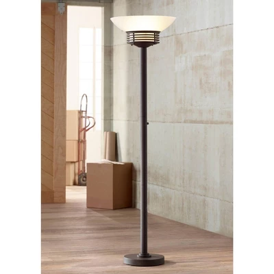 Possini Euro Design Light Blaster Modern Torchiere Floor Lamp 72 1/2" Tall Warm Bronze LED White Frosted Glass Bowl Shade For Living Room Bedroom Home 1 Possini Euro Design Light Blaster Modern Torchiere Floor Lamp 72 1/2" Tall Warm Bronze LED White Frosted Glass Bowl Shade For Living Room Bedroom Home