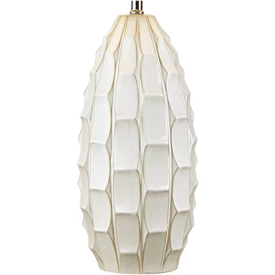 Possini Euro Design Cosgrove Modern Mid Century Table Lamp 32 3/4" Tall White Glazed Ceramic Beige Fabric Drum Shade For Bedroom Living Room Bedside 3 Possini Euro Design Cosgrove Modern Mid Century Table Lamp 32 3/4" Tall White Glazed Ceramic Beige Fabric Drum Shade For Bedroom Living Room Bedside - Image 3